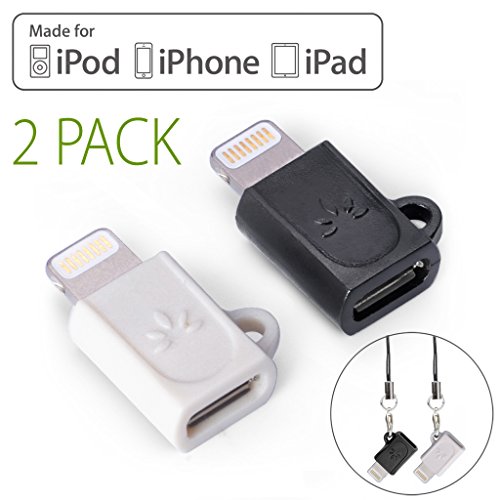 [Apple MFi Certified] Avantree 2 Pack Micro USB to 8 Pin Lightning Adapter Converters for iPhone X 8 7 6 6s plus 5 iPad iPod, Compatible with Apple iOS Devices