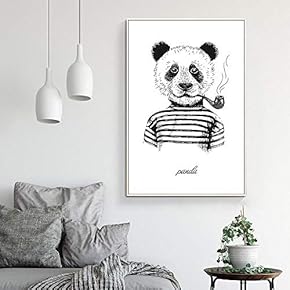 Floating Framed Canvas Wall Art for Living Room, Bedroom Hand-Painted Line Drawing Funny Animal Canvas Prints for Home Decoration Ready to Hang - 16x24 inches
