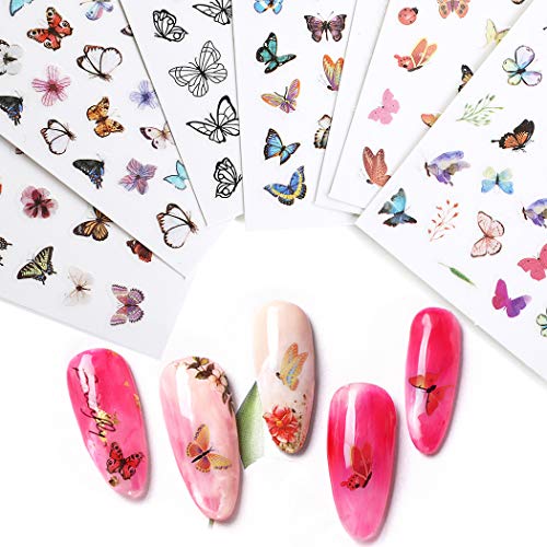 B bangcool Butterfly Nail Sticker DIY Nail Art Stickers for Gel Nails Decals for Women Nail Art Accessories kit, Nail Art Foils for Nails Design Nail Art Decal Stickers for Nail Salon Nails Supply