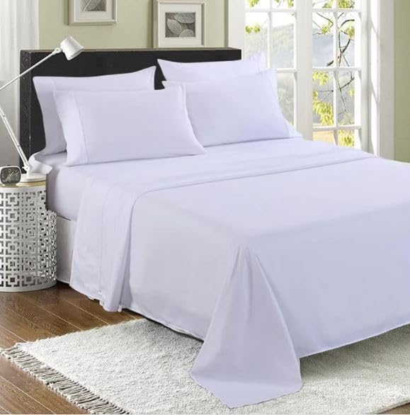 100% Egyptian Cotton Flat Sheet, 200 Thread Count Ultra-Soft Long Staple Bed Sheet, Luxury Hotel Quality Bedding, Shrinkage & Fade Resistant Top Sheet- Easy Care (Single, White)