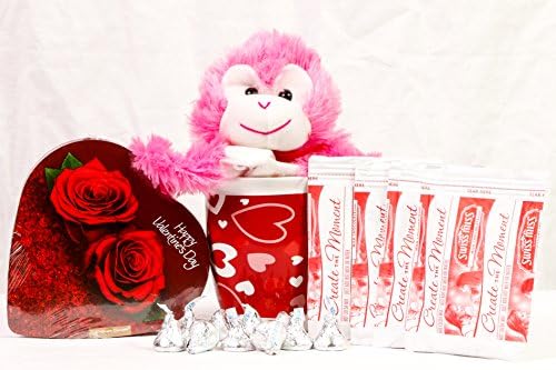 Valentines Day Student / Military Care Package - Swiss Miss Hot Chocolate - Hershey Kisses - Chocolate - Mug - Monkey