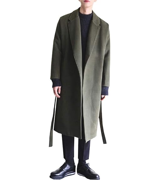 Amazon Spinas スピナス メンズ アウター ベルト付き ロングコート