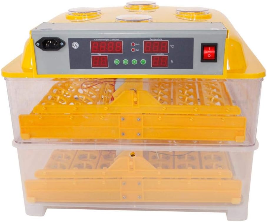 Bulary Incubator 96 Eggs Practical Peep Hole Fully Automatic Poultry Incubator Set Yellow & Transparent