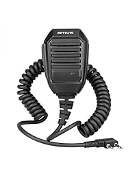 Retevis Micrófono con altavoz de 2 pines Micrófono con altavoz Walkie Takie Compatible con Baofeng UV-5R BF-888S Kenwood Retevis H-777 RT21 RT22 RT27 H-777S Radio de dos vías (1 paquete)