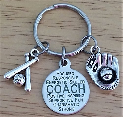 Baseball Coach keychain, Softball Coach keychain, Baseball keychain, Softball keychain, baseball charm keychain, softball charm keychain, Coach keychain, Baseball key ring, softball key ring