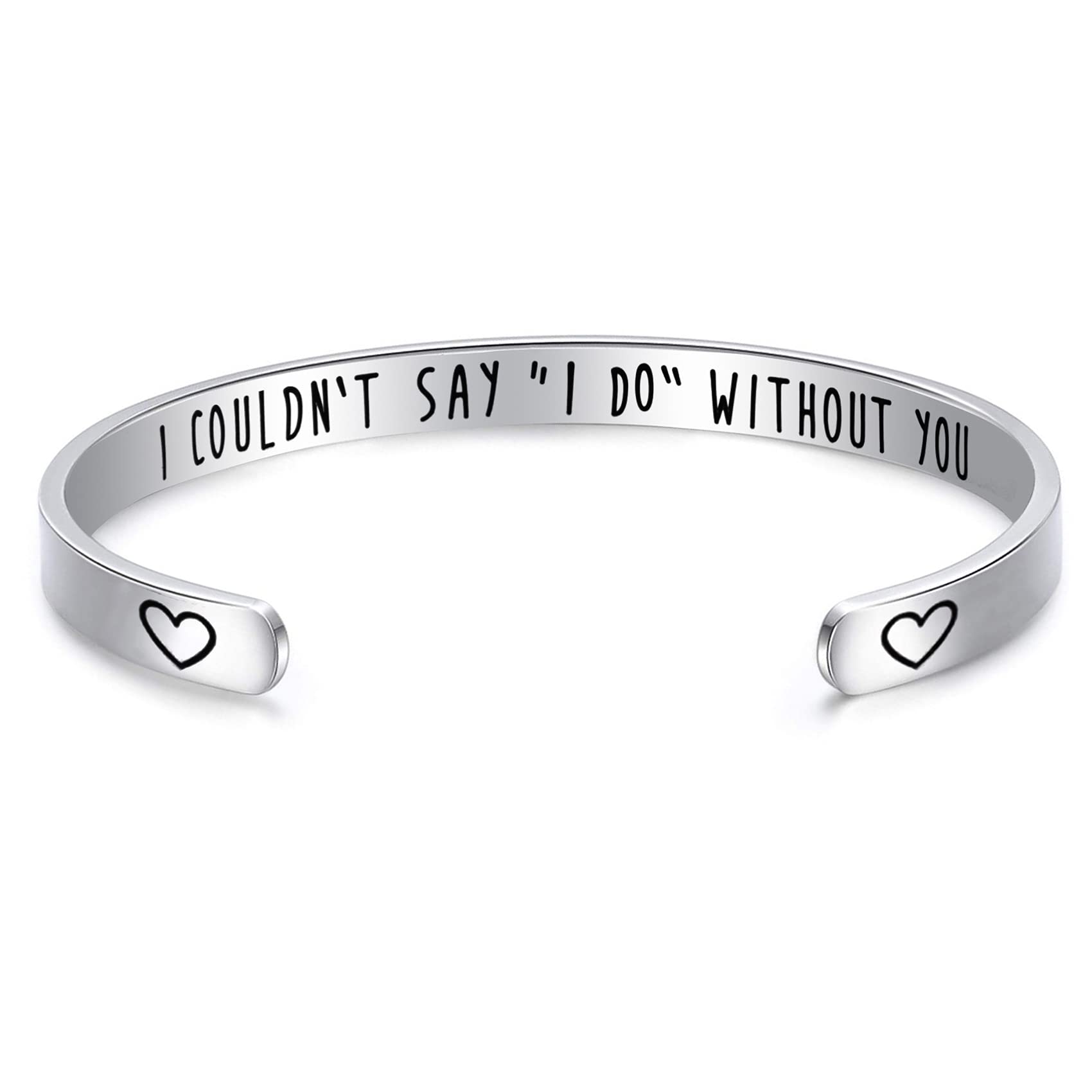 LParkin Maid of Honour Gifts from Bride - I Couldn't Say I Do Without You Stainless Steel Bracelet, Adjustable Polished Bridesmaid Proposal Gift