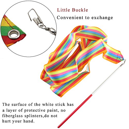 Dance Ribbons INNKER10pcs Dance Streamers Ribbons Different Colors Rhythmic Gymnastics Ribbons with Rods Dancing Ribbon Wands Dance Ribbon for Kids Art Dance, Baton Twirling, DIY Making - Thumbnail 2