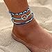 CHoppyWAVE Bracelets 3Pcs/Set Multi-Layer Women Rope Boho Beach Anklet Handmade Sea Wave Bracelet - Blue