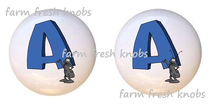 Amazon Com Set Of 2 Knobs A Is For Ant Fun Alphabet By Gf
