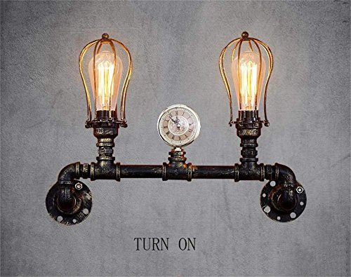CWJ Lamp-Wall Lamp Decorative Lights Bedroom Aisle Industrial Retro Style Creative Iron Pipes Double Wall Restaurant Balcony Nostalgic Edison Chandelier Household Light