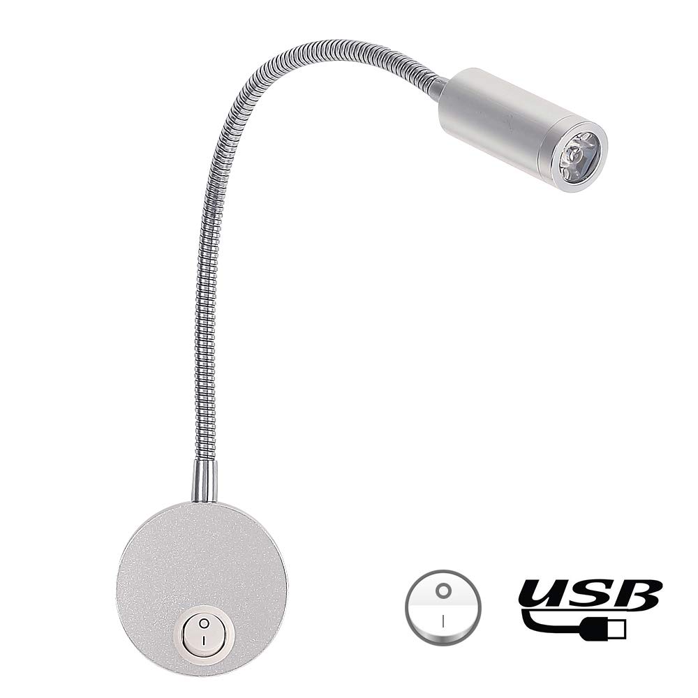 12V LED Swivel Reading Light With USB Port – RV Caravan Boat Interior Spotlight