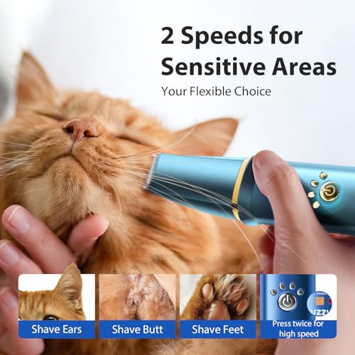 FuzzyFix 3 in 1 Dog Grooming Kit, Professional Dog Nail Clippers for Thick Hair Cordless Pet Grooming Kit with Waterproof Paw Trimmer, Full Body, Blue