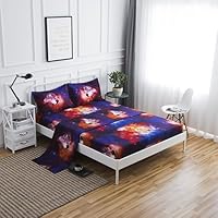 SDIII 4PC Wolf Bed Sheets Microfiber Queen Animal Bedding Sheet Sets with Flat Sheet, Fitted Sheet and Pillowcase