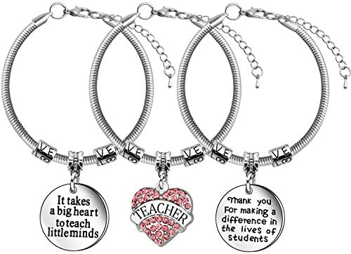 Teacher's Day Gifts - 3pcs Teacher Bangle Bracelet Appreciation Jewelry,Graduation Gift for Teacher