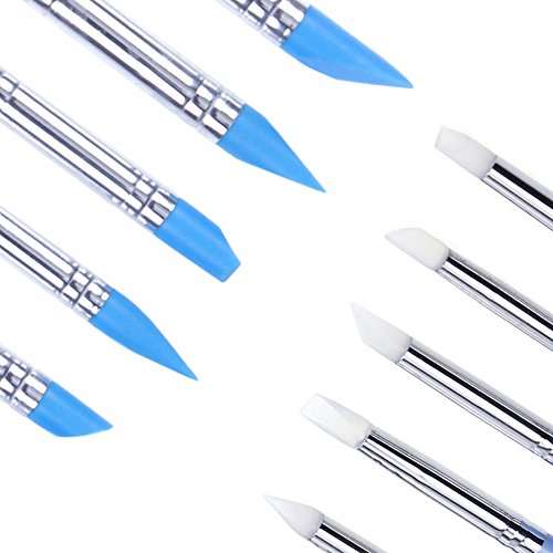 Ejiubas Clay Sculpting Tools Polymer Stylus Tool Set 5 X 2 Way Dotting Tool Modeling Clay 5 Pcs Rubber Brushes Wipe Out Tool Pottery Supplies Ceramics Tool Kit 10Pcs - Thumbnail 5