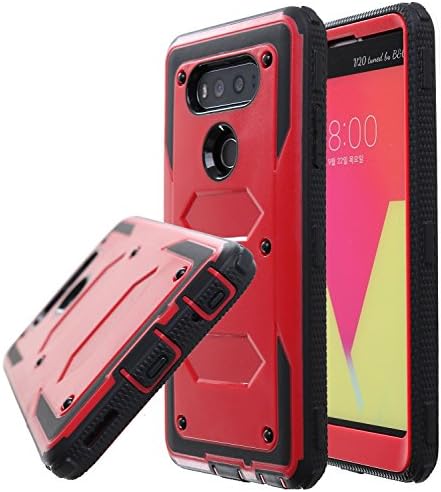 Guardful Rugged Tough [Dual Layer] Armor Overlay Case [Shockproof] Protective Hybrid Case for LG V20 (Bumper Red)
