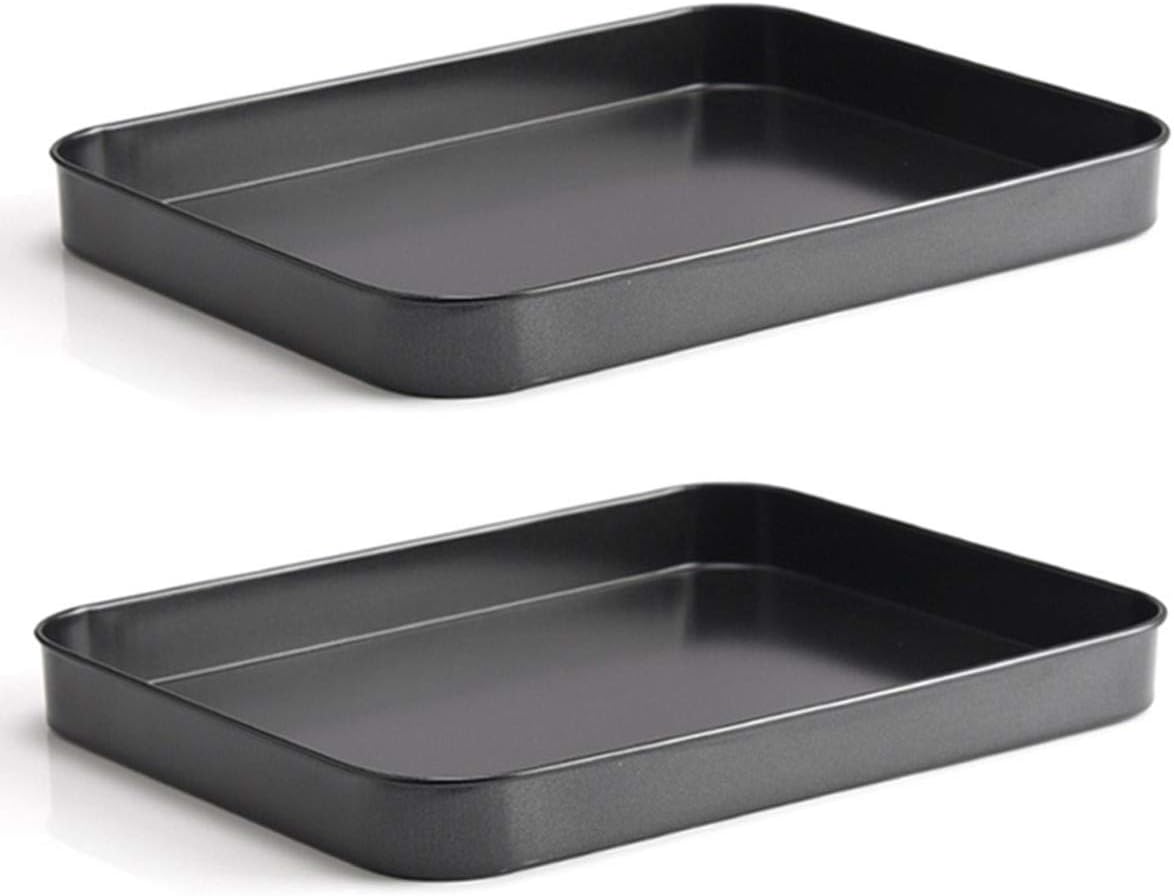 Falytemow Nonstick Bakeware Small Cookie Trays/Baking Sheet for Oven, Non Toxic and Healthy Rust Free and Easy Clean Black Set of 2
