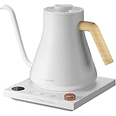 INTASTING Electric Kettles, Gooseneck Electric Kettle, ±1℉ Temperature Control, Stainless Steel Inner, Quick Heating, for Pour Over Coffee, Brew Tea, Boil Hot Water, 0.9L White