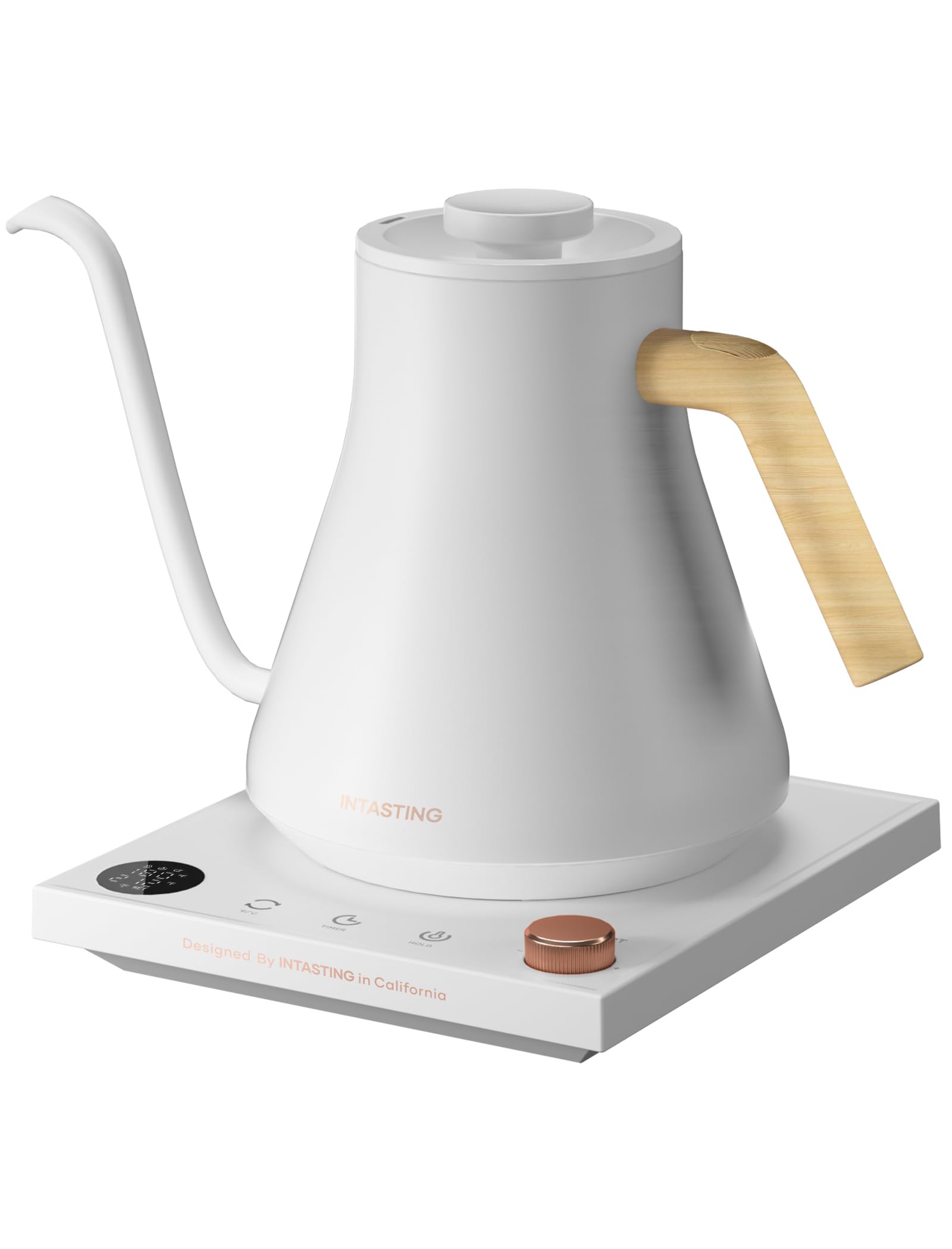 Photo 1 of INTASTING Electric Kettles, Gooseneck Electric Kettle, ±1? Temperature Control, Stainless Steel Inner, Quick Heating, for Pour Over Coffee, Brew Tea, Boil Hot Water, 0.9L White