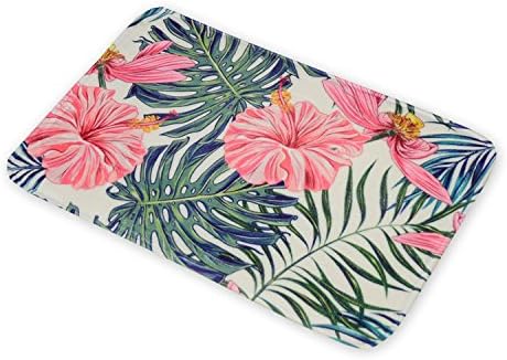 Sumer Style American Flannel Floor Mat Tropical plants And Flamingo Non-slip Bath Mat Indoor/outdoor Doormats Alfombras Comfortable Rugs Kids Bedroom Rectangle Yoga Mats Carpet Kitchen
