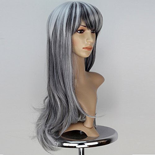 Miss U Hair Women Fashion Long Wavy Black Silvery White Strands Party Cosplay Wig - Image 4
