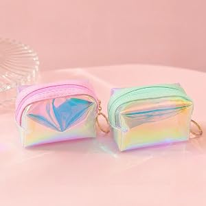 1pc Affordable & Practical Transparent Iridescent Coin Purse, Student Mini Key Holder Bag Organizer, Small Cosmetic Bag