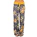 WUAI-Women Comfy Casual Pajama Pants High Waist Stretch Floral Print Drawstring Palazzo Lounge Pants Wide Leg