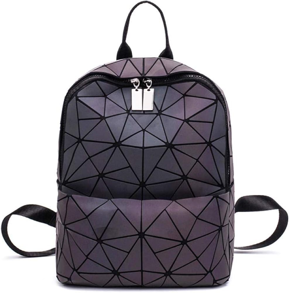 QPYYBR Fashion Women Backpack Luminous Shining Geometric Triangle Small Daypack for Girls