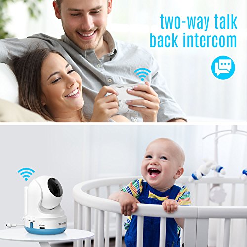 TENKER Video Baby Monitor with Camera and Audio, Baby Monitor with Night Vision, 4.3-Inch LCD Screen, 270°Pan-Tilt-Zoom, VOX, Lullaby, Two Way Talk, Temperature Detection, and Video Record (Blue-1)