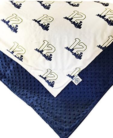 Baby BooBear Baby 12s Navy Blue &amp; Lime Green Minky Dot Baby Blanket, 36x36 Seattle 12 Skyline Seattle Football Fan
