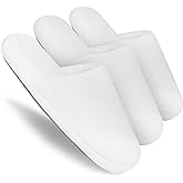 3-Pair Luxury Spa Slippers - Cotton Memory Foam Non-slip Closed Toe Washable Slippers for Hotel,Guest,Travel,Bride,Women and Men