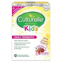 Culturelle Kids Chewable Daily Probiotic for Kids | Natural Berry Flavor Daily Supplement | 30 count | Age 3+ | 100% Naturally Sourced Lactobacillus GG -The Most Clinically Studied Probiotic