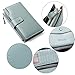 BOSTANTEN Womens Wallet Genuine Leather Wallets Large Capacity Cash Cluth Purses with Zipper Pocket Blue Grey
