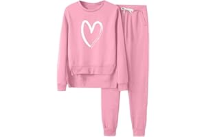 HICItro Sweatsuit Set for Women 2 piece Fleece Lined pullover crew neck Sweatshirt and Baggy Sweatpants with Pockets