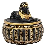 Egyptian Theme Sphinx Androsphinx Oval Deities Jewelry Trinket Box Sculpture