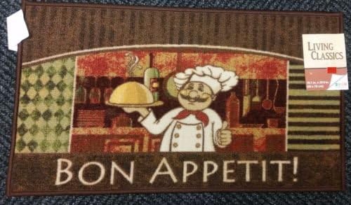The Pecan Man FAT CHEF Bon Appetit, PRINTED KITCHEN RUG (non skid back) ,1Pcs 18x30"
