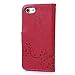 MOLLYCOOCLE iPhone 8 Wallet Case, Handmade PU Leather Flip Folio Wallet Case for iPhone 7 with Lightwight Slim Shockproof TPU Bumper Cover with Rhinestone Butterfly