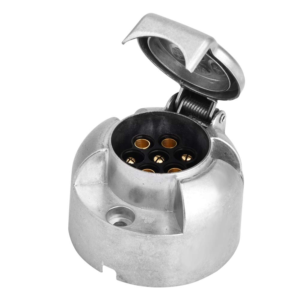 Trailer Adapter, 7 Pin Car Trailer Socket Plug Adapter Metal Connector Silver for Caravan Towbar Towing 12V