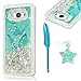 MOLLYCOOCLE Galaxy J5 Prime SM, G570F Case, Luxury Bling Glitter Sparkle Shell 3D Sparkle Glitter Quicksand Cute Star Flowing Liquid Soft TPU Cover for Samsung Galaxy J5 2016, Blue Butterfly