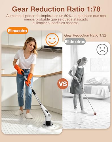 Fofile Electric Cleaning Brush with 9 Interchangeable Heads, 3 Speeds, IPX8 Waterproof, 3000 mAh Battery, LED Light, Telescopic Handle, Rotary Brush for Bathroom, Kitchen, Tiles, Car