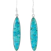 Turquoise Earrings 925 Sterling Silver & Genuine Gemstones (Choose Color)