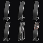 FINGERINSPIRE 6 Pcs L-Shape Acrylic Necklace Holder(Clear, 4.53 inch Height) Slant Back Earring Display Stand Jewelry Organizer for Earring Necklace Long Chain Pendant Jewelry Storage Rack for Retail