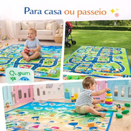 Tapete Infantil de Pano Térmico, Tema Dinossauros, Colorido, para Bebês e Crianças (Cidade)