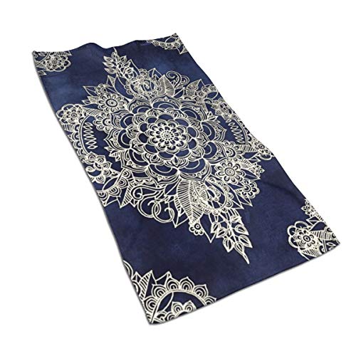 Jacklee-Hair-drying-towel-Microfiber-Hair-Towels-Quick-Dry-Hair-Wrap-Towels-Absorbent-Turban-Hair-Towel-LightweightCream-Floral-Moroccan-Pattern-On-Deep-Indigo-Ink-40x70cm