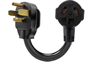 Eversimpleinc 3 Prong to 4 Prong Dryer Plug Adapter, Connects 3-Prong Old Dryer to 4 Prong New Dryer Receptacle, NEMA 14-30P to 10-30R 4-Prong Dryer Outlet Adapter, 30A 125/250V, STW 10AWG