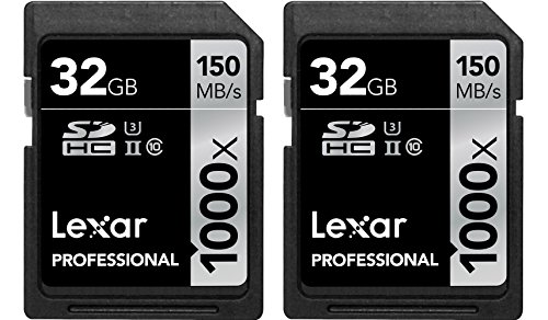 Lexar 32GB Professional 1000x SDHC Class 10 UHS-II Memory Card 2-Pack Bundle