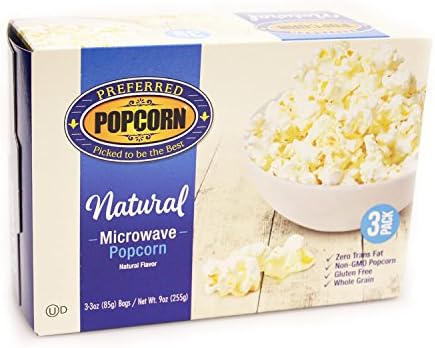 Microwave Natural Popcorn - 3 Pack - 100% Farmer Owned - Preferred Popcorn - All Natural Flavor - Light Seasoning - USA Nebraska Made - Premium Popcorn - Gluten Free - Non GMO - Whole Grain