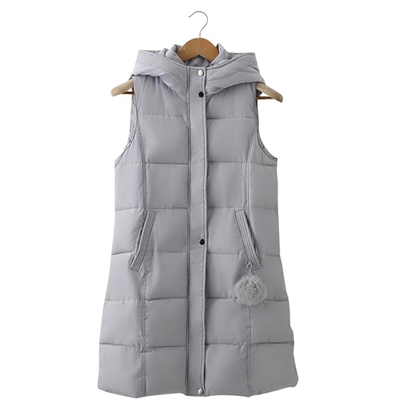 Amazon Fereshte レディース ロング丈 フード付きダウンベスト