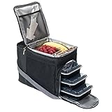 EDC Meal Prep Bag by Evolutionize - Full Meal Management System includes Portion Control Meal Prep Containers + Ice Pack (3 Meal, Black/Grey) - Patent Pending (Kitchen)