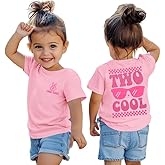 GLIGLITTR 2nd Birthday Shirt Girl Two Cool 2 Year Old Outfit Girl Second Birthday Tshirt Bday Party Gift Short Sleeve Tee Top